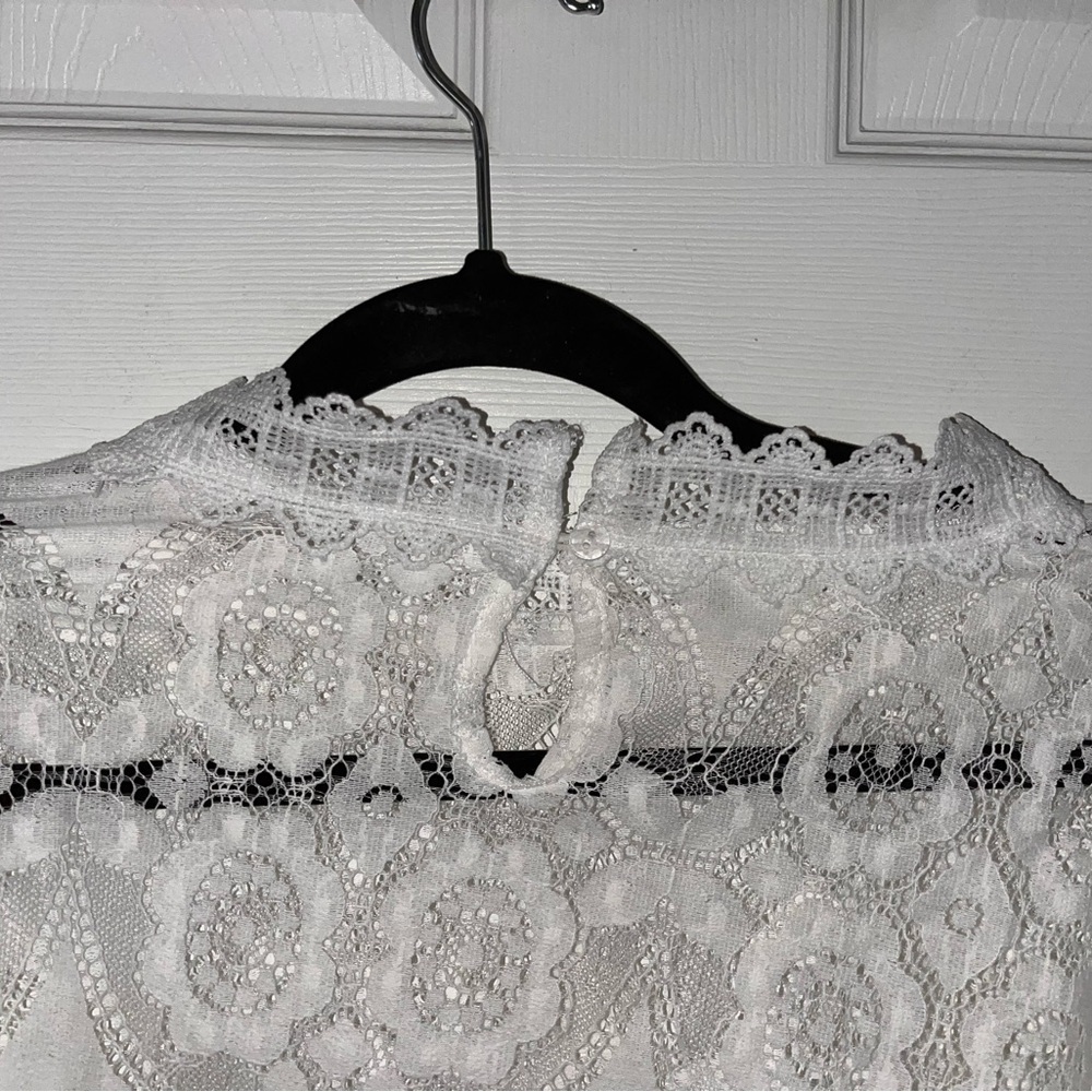 SHEIN Elegant White Lace Layering Women's Top XXL - Picture 4 of 5
